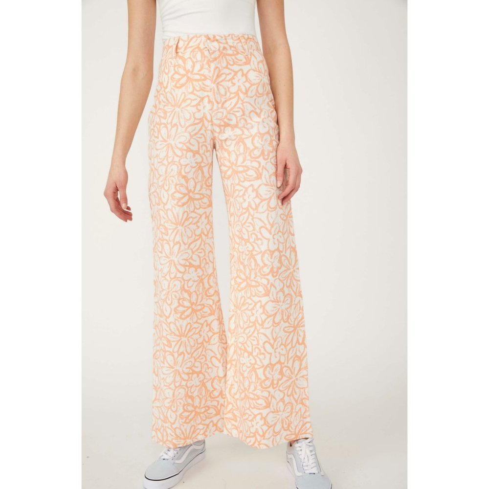 NWT Free People Love So Right Wide Leg / Peach Combo